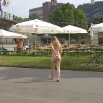 Cleaning tables in a beer garden