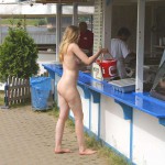 Cleaning tables in a beer garden