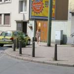 At a crossing downtown