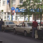 At a crossing downtown