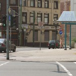 At a crossing downtown