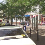 At a crossing downtown