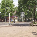 At a crossing downtown