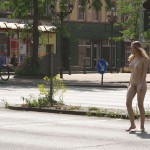 At a crossing downtown