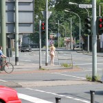 At a crossing downtown