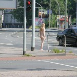 At a crossing downtown