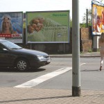 At a crossing downtown