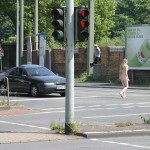 At a crossing downtown