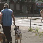 At a crossing downtown