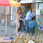 At a crossing downtown