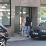 At a crossing downtown