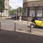 At a crossing downtown