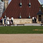 At a gas station and in a park