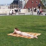 At a gas station and in a park