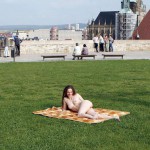 At a gas station and in a park