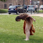 At a gas station and in a park