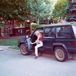 In the shopping area of a touristical