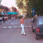 In the shopping area of a touristical