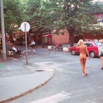 In the shopping area of a touristical