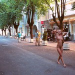 In the shopping area of a touristical