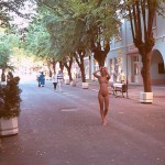 In the shopping area of a touristical