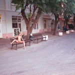 In the shopping area of a touristical