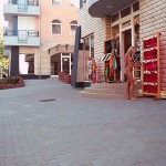 In the shopping area of a touristical