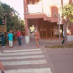 In the shopping area of a touristical