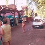 In the shopping area of a touristical