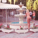 In the shopping area of a touristical