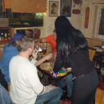 A strip game in a bar