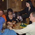 A strip game in a bar