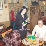 A strip game in a bar