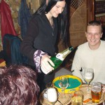 A strip game in a bar