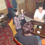 A strip game in a bar