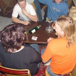 A strip game in a bar