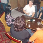 A strip game in a bar