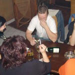 A strip game in a bar