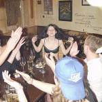 A strip game in a bar