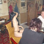 A strip game in a bar