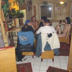 A strip game in a bar