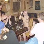 A strip game in a bar