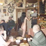 A strip game in a bar