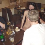 A strip game in a bar