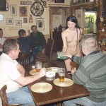 A strip game in a bar