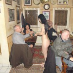 A strip game in a bar