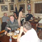 A strip game in a bar