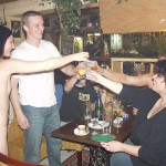 A strip game in a bar