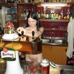 A strip game in a bar