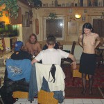 A strip game in a bar